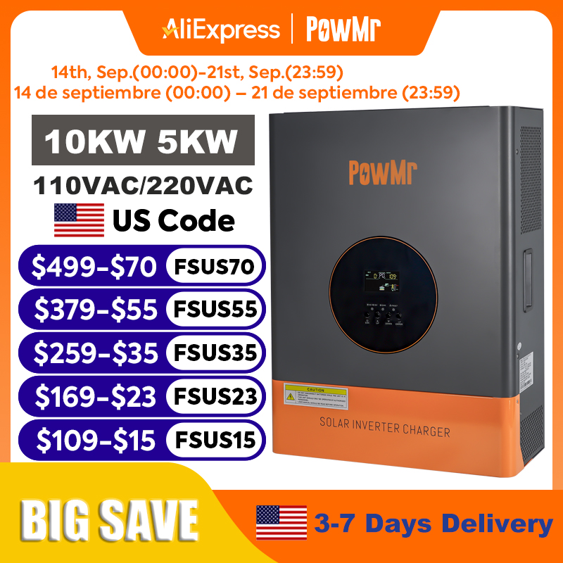Onduleur biphasé PowMr 10KW 5K - Drone Solar Charger avis et prix
